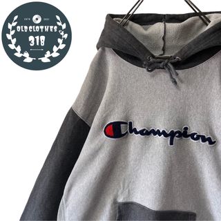 チャンピオン(Champion)の【CHAMPION】リバースウィーブ センターロゴ 切り替え 3XLサイズ(パーカー)