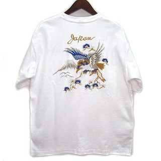 アヴィレックス(AVIREX)のアヴィレックス スーベニア 刺繍 ポケット Tシャツ 半袖 鷹 和柄 ホワイト(Tシャツ/カットソー(半袖/袖なし))
