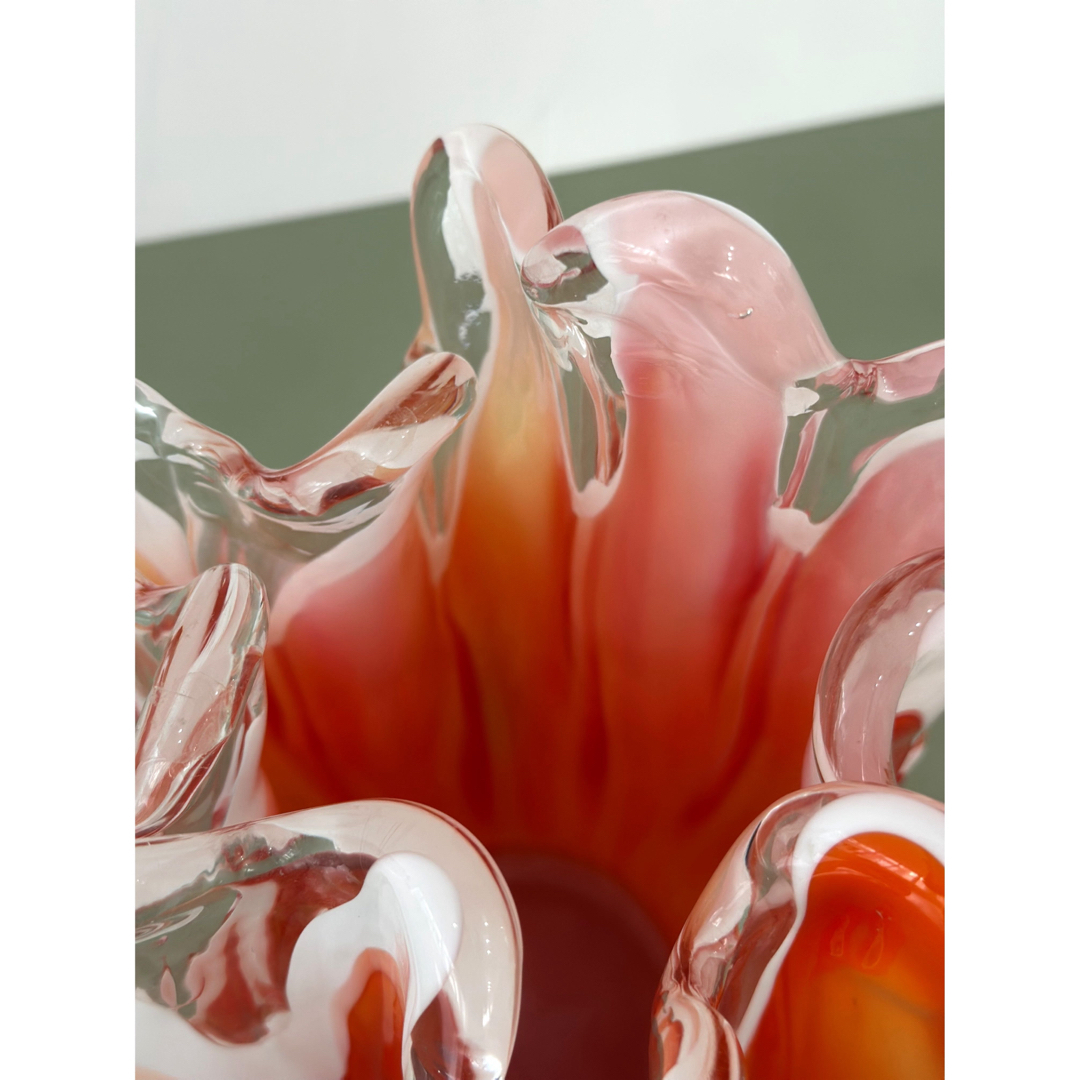 昭和レトロ　花瓶　マーブルフラワーベース　フリル　70s ヴィンテージ インテリア/住まい/日用品のインテリア小物(花瓶)の商品写真