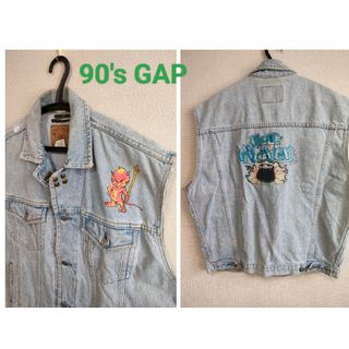 ギャップ(GAP)の90's オールド GAP　超希少！ デニム ベスト　デビル　アメリカ古着(Gジャン/デニムジャケット)