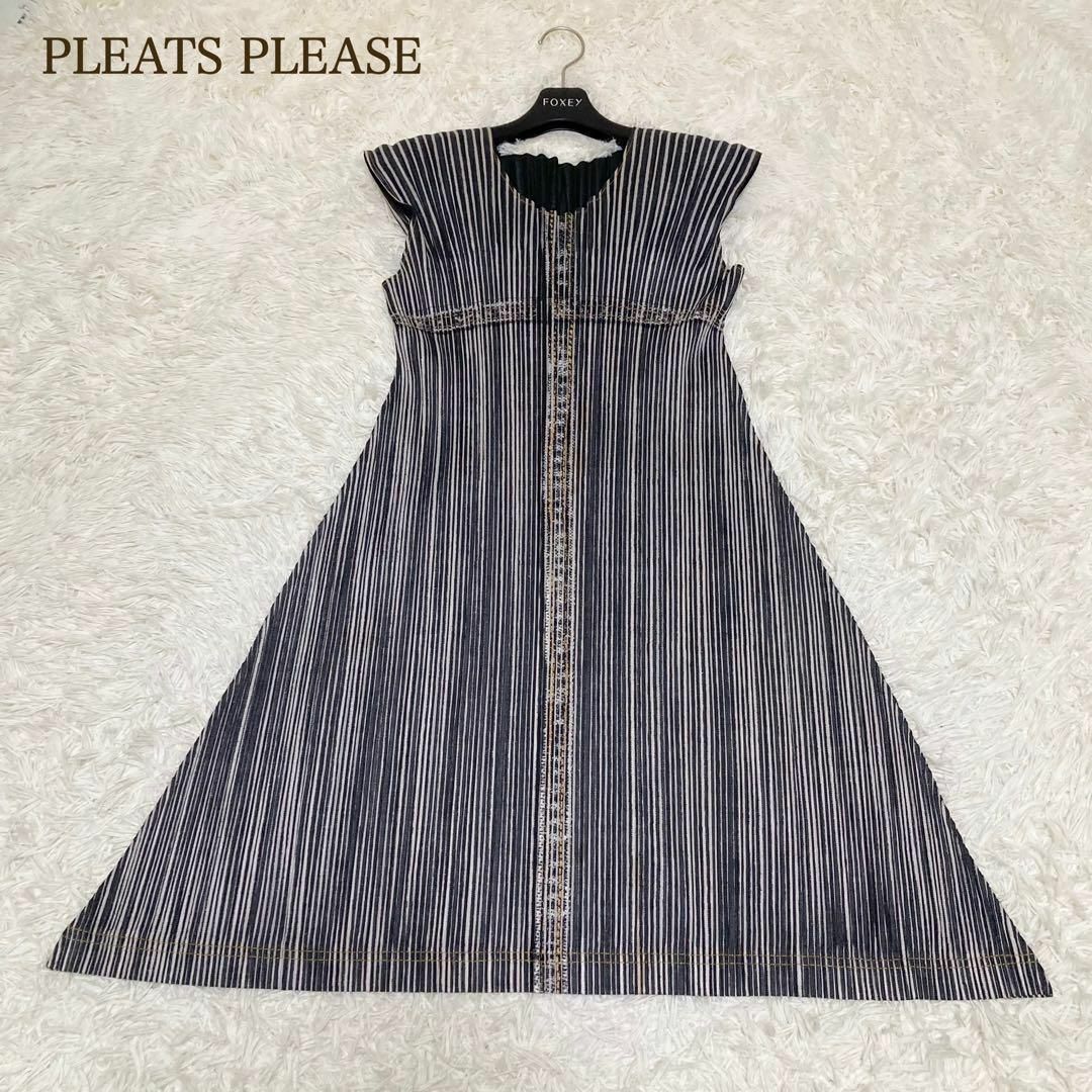 pleats please グレー　ワンピース　ドレス　サイズ4 イッセイミヤケ