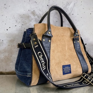 high class tote bag／Corduroy × denim(ハンドバッグ)