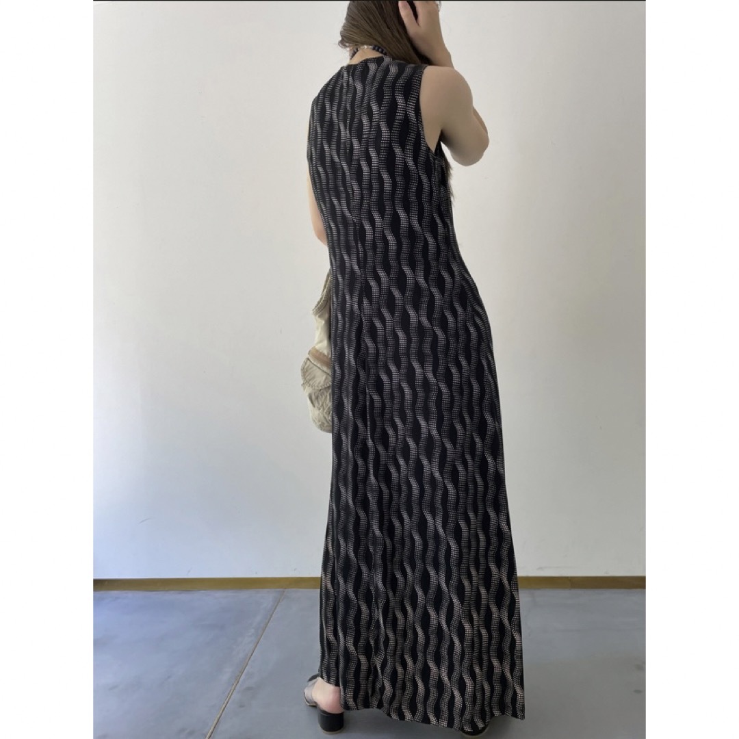 【vintage】90's wave pattern sleeve dress レディースのワンピース(ロングワンピース/マキシワンピース)の商品写真