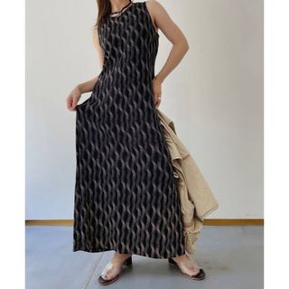 【vintage】90's wave pattern sleeve dress(ロングワンピース/マキシワンピース)