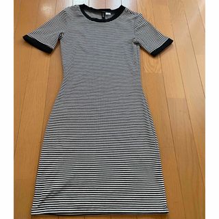 エイチアンドエム(H&M)のボーダー　Tシャツワンピ　タイトワンピ　H&M(ミニワンピース)