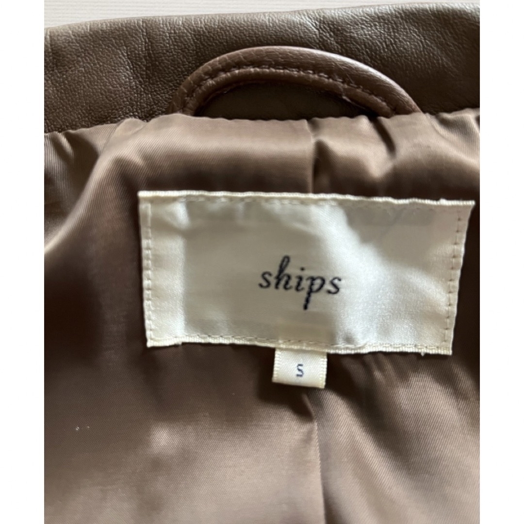 SHIPS(シップス)のシップス ラムレザージャケット ブラウン Sサイズ レディースのジャケット/アウター(ライダースジャケット)の商品写真