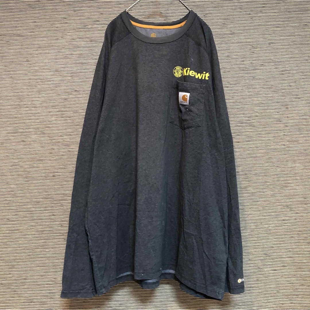 【カーハート】ロンT　ダークグレー　XL　胸ポケット　企業ロゴ　長袖Tシャツ13