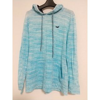 ホリスター(Hollister)のHOLLISTER ワンポイントロゴ パーカー Ｓサイズ 水色 白 ホリスター(パーカー)