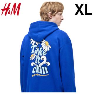 エイチアンドエム(H&M)の新品 H&M 花柄プリント パーカー 裏起毛 デイジー XL(パーカー)