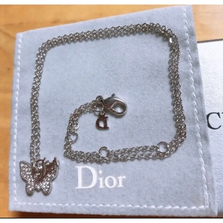 Dior  ロゴ 蝶 ネックレス シルバー ストーン 可愛い silver