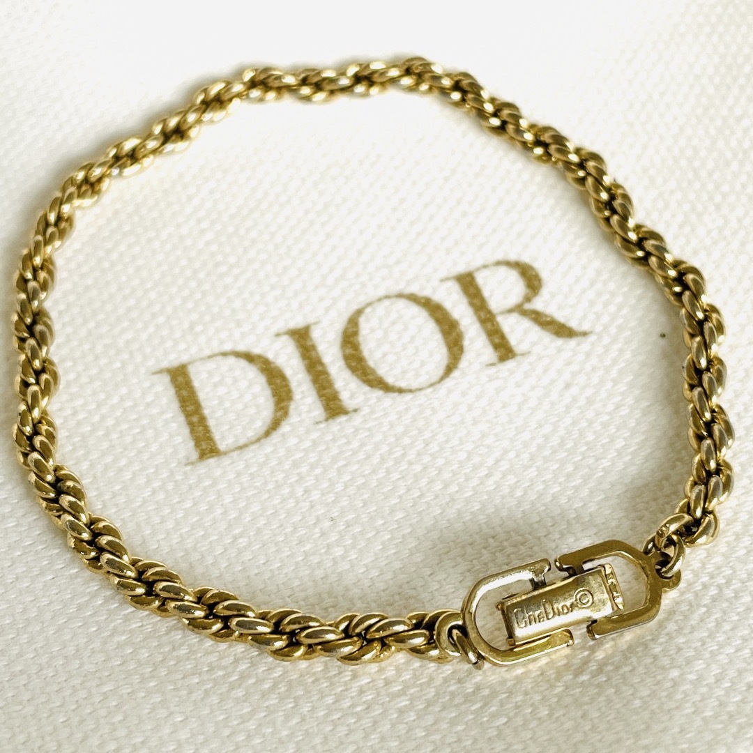 美品★Dior ディオール ブレスレット ヴィンテージ ゴールド ロゴ 刻印