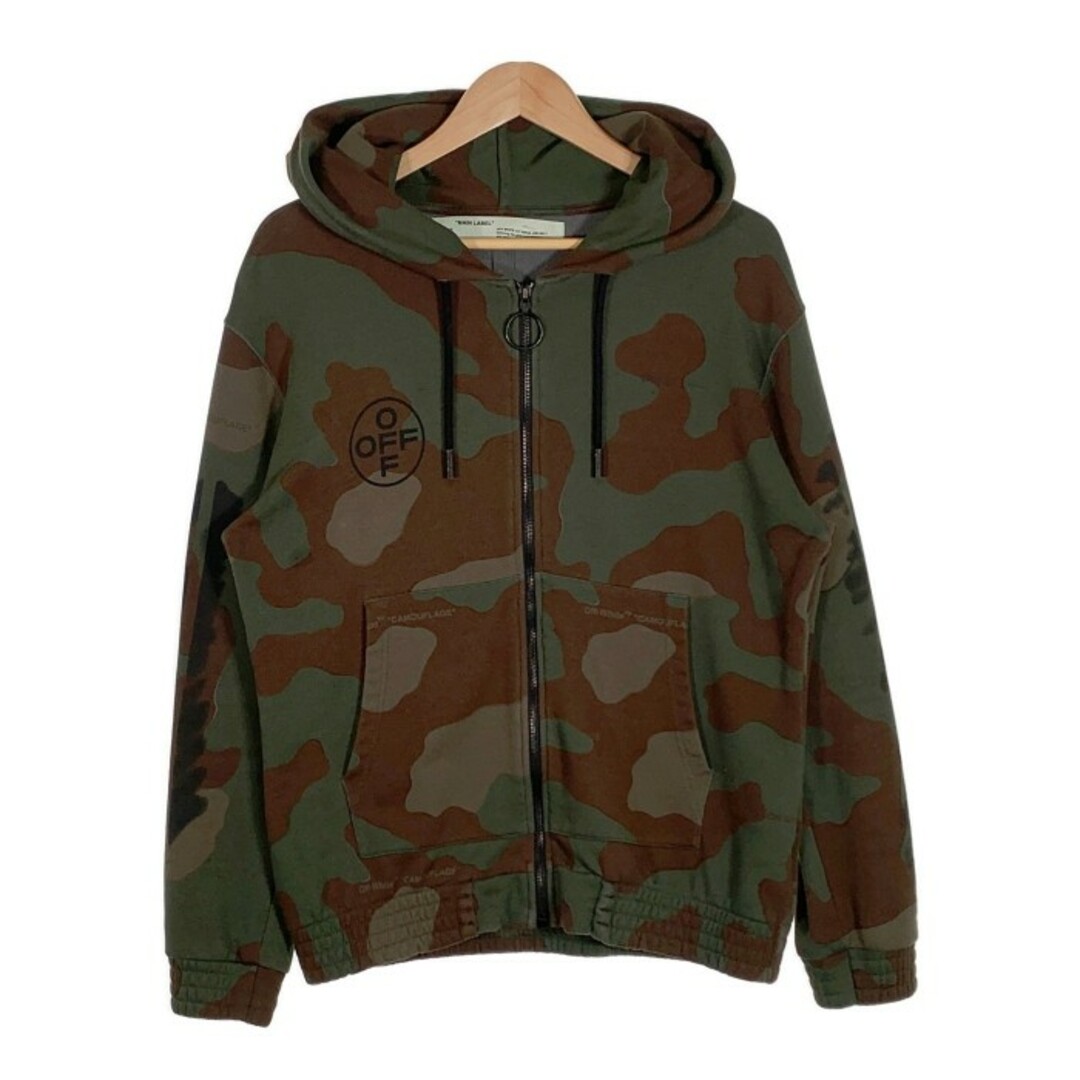 OFF-WHITE(オフホワイト)のOFF-WHITE オフホワイト Camouflage Hoodies カモフラージュ ジップアップパーカー 並行品 Size M メンズのトップス(パーカー)の商品写真