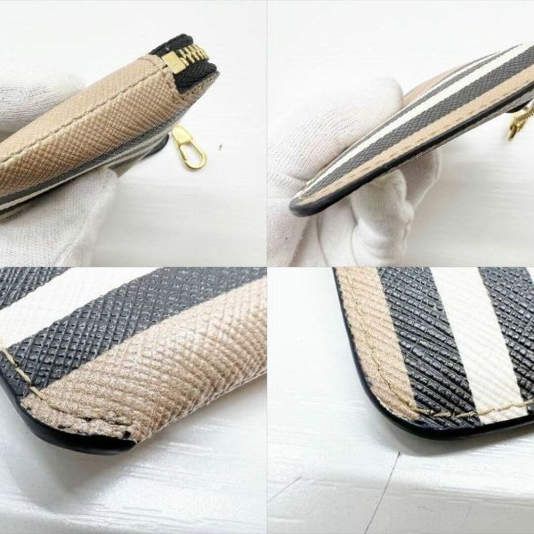 良好品 バーバリー チェック ロゴ コインケース ベージュ キーフック