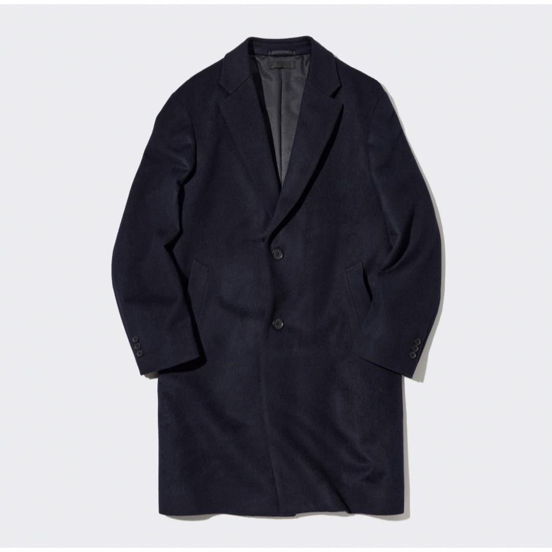 69NAVYサイズUNIQLOユニクロ ウールカシミヤチェスターコート 69NAVY M 美品