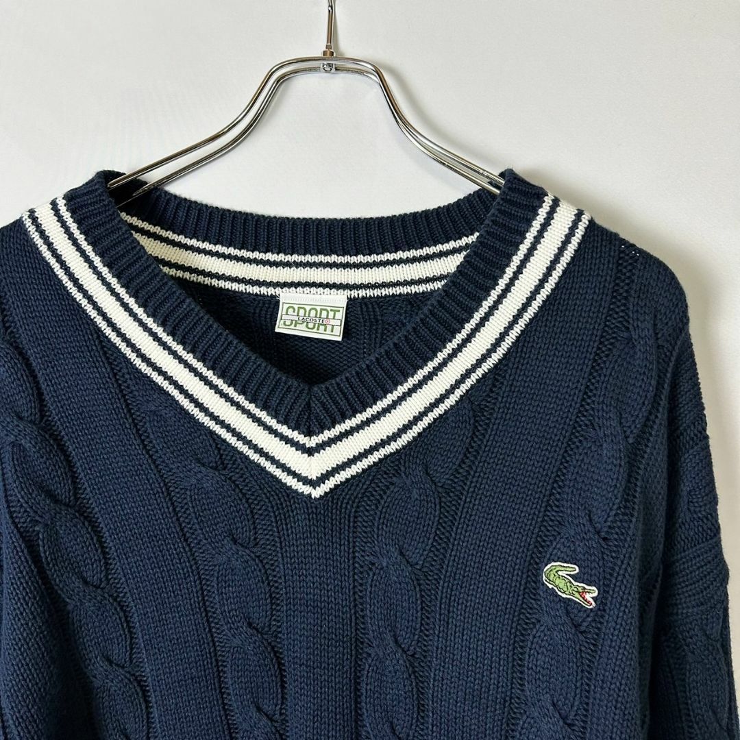 LACOSTE - 90s ラコステ ケーブル コットン チルデン ニット セーター