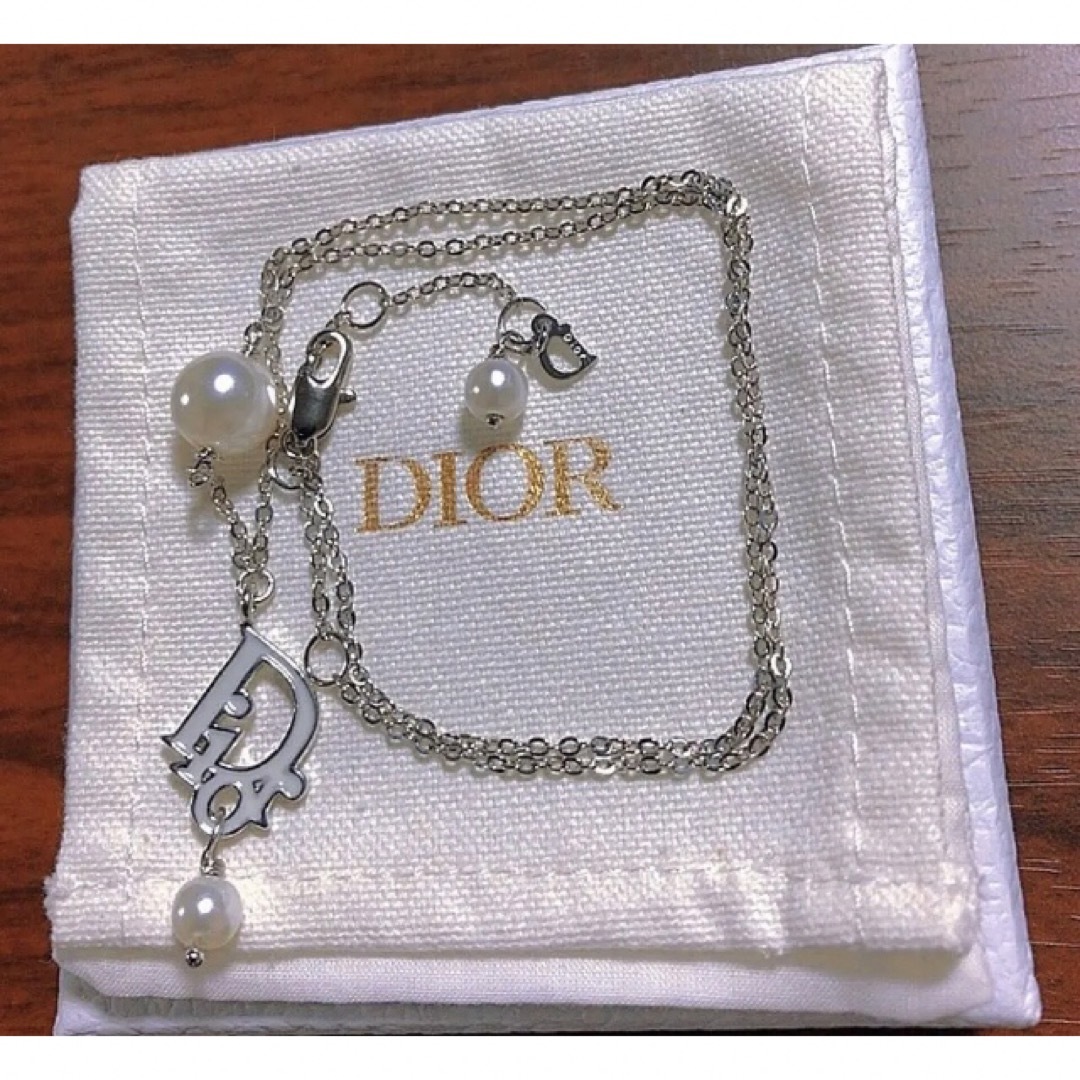 Christian Dior - Dior パール 希少 シルバー 白 ロゴ ネックレス