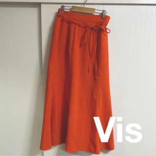 ヴィス(ViS)のvis リネンライク　マーメイドスカート  オレンジ(ロングスカート)