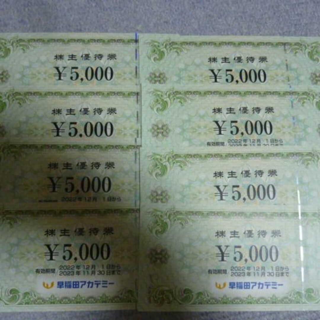 4万円分 早稲田アカデミー 株主優待券 40，000円分 施設利用券