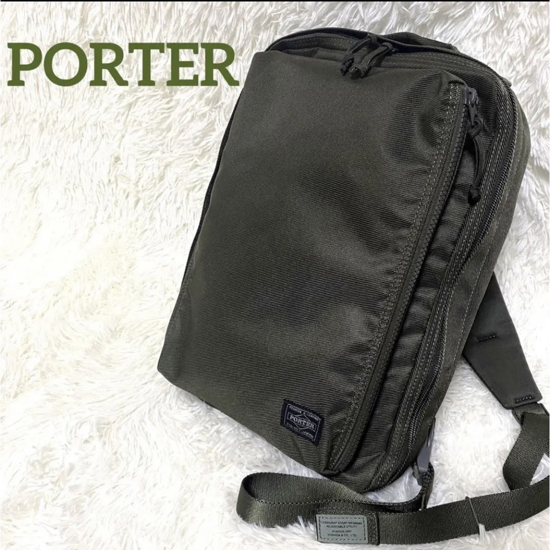 【極美品/PORTER】ショルダーバッグ【ユニット/スリング/カーキ/L】