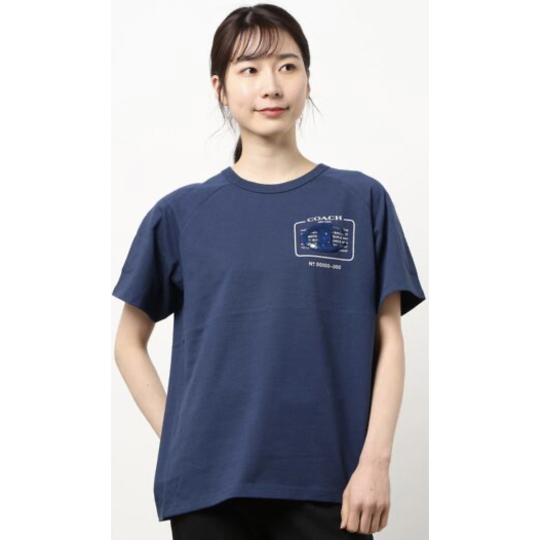 COACH X CHAMPION スパンコール ロゴ 半袖Ｔシャツ NAVY