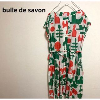 ビュルデサボン(bulle de savon)のbulledesavonビュルデサボン柄ワンピース　バード柄　鳥柄　北欧(ひざ丈ワンピース)