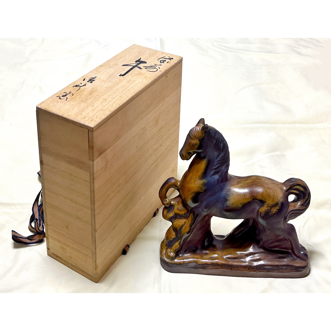 新品 陶芸 備前焼 作家作品(裏印あり)干支の午馬 馬の置物 高 新品 陶芸 備前焼 作家作品(裏印あり)干支の午馬 馬の置物 高