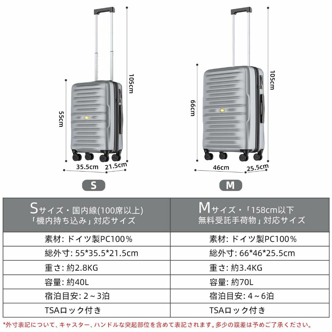 [MGOB] キャリーケース スーツケース 76L Mサイズ 大型 6泊7日 大