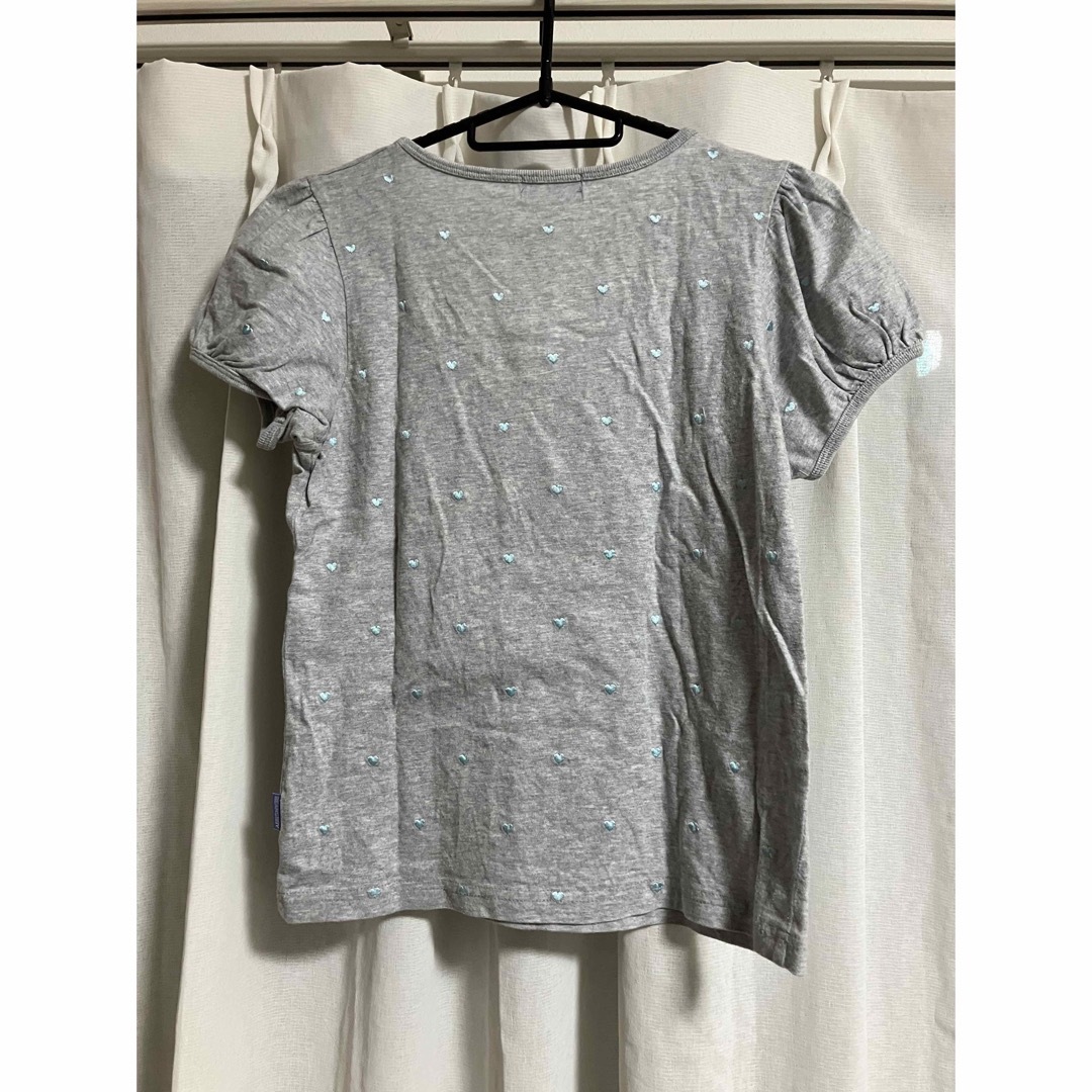 BEAMS BOY ハート柄 Uネック半袖Tシャツ グレー 水色 ビームス SM レディースのトップス(Tシャツ(半袖/袖なし))の商品写真