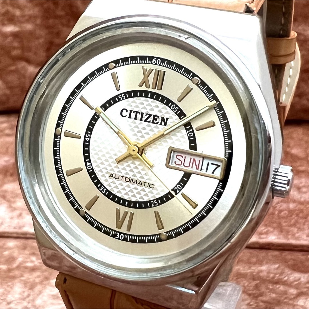 ヴィンテージ CITIZEN メンズ腕時計 機械式自動巻き ブラック