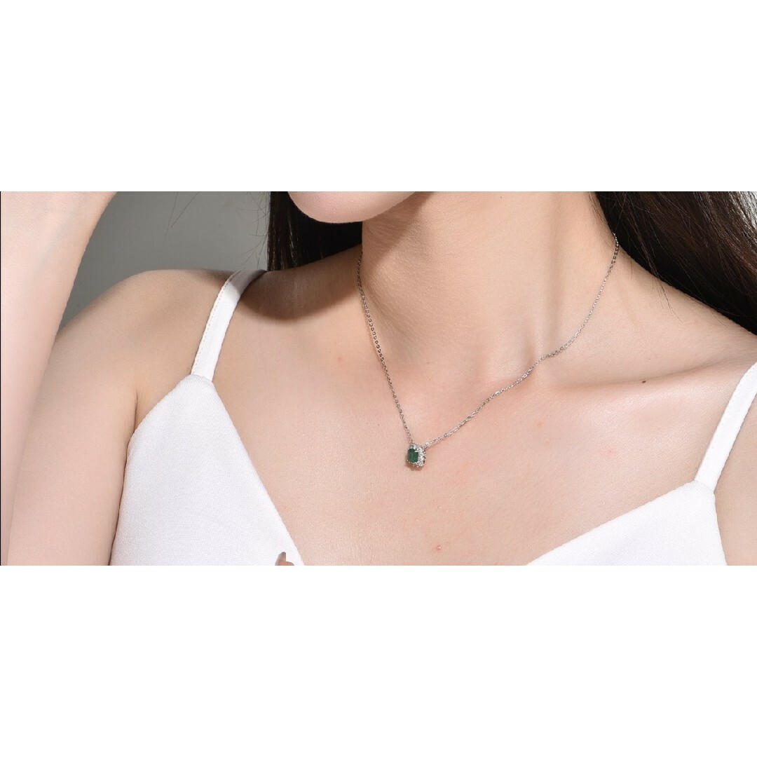 天然ダイヤモンド付きエメラルドネックレスk18の通販 by 天然