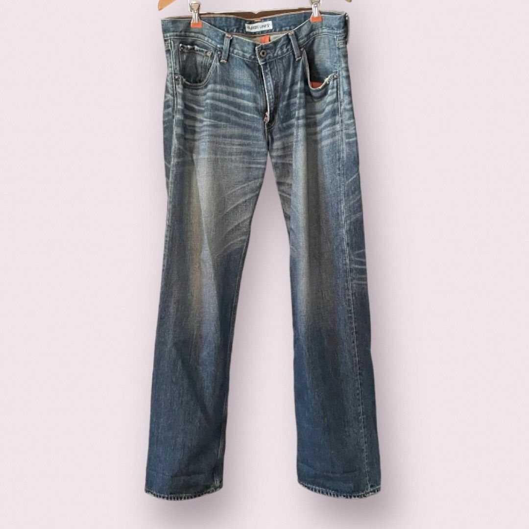 美品 LEVIS 503 牛革パッチ ヒゲ ワイド デニム パンツ 34