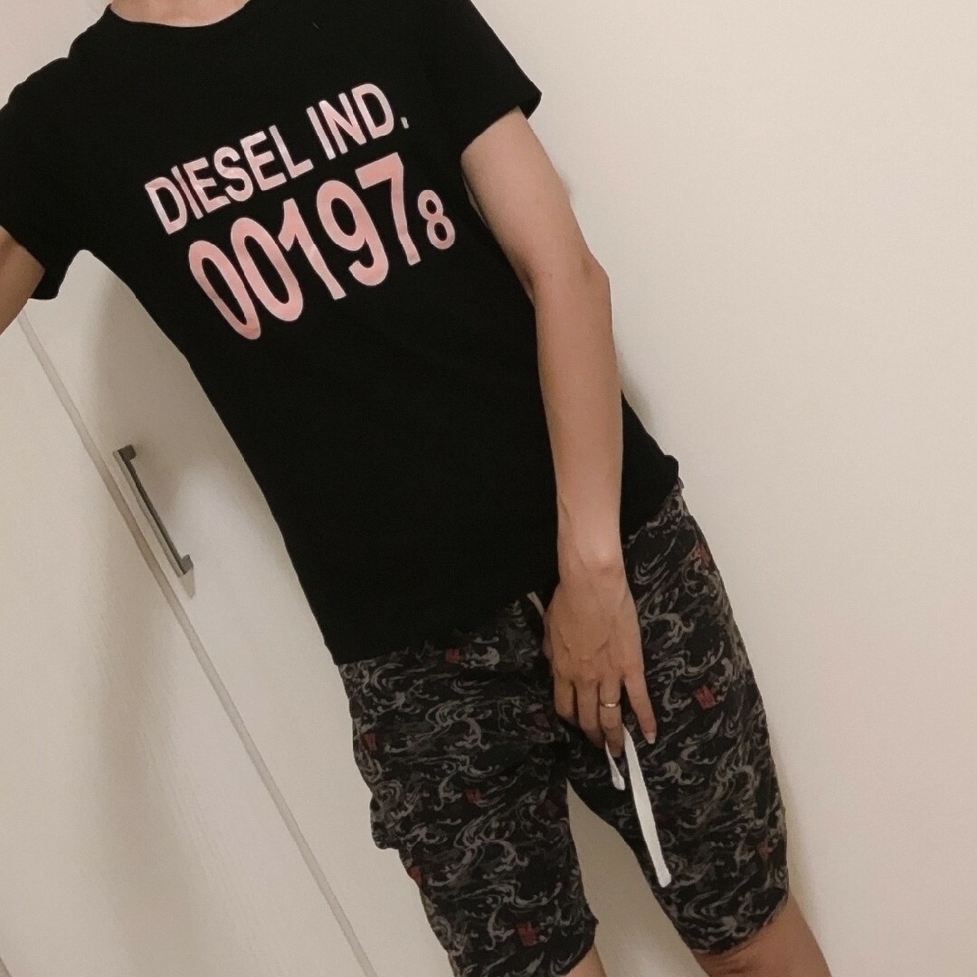 DIESEL ディーゼル Tシャツ トップス パフスリーブ 綿100％ 黒 S