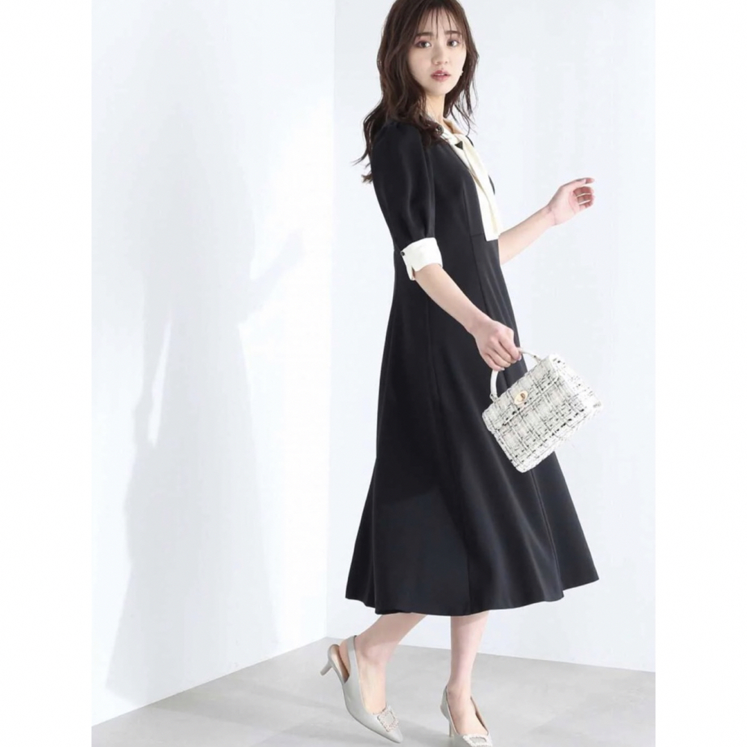 新品タグ付♡プロポーションボディドレッシング今期バイカラーボウタイワンピ