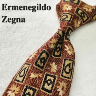 エルメネジルドゼニア(Ermenegildo Zegna)の【Ermenegildo Zegna 】ブランドネクタイ★茶★花柄★メンズ(ネクタイ)