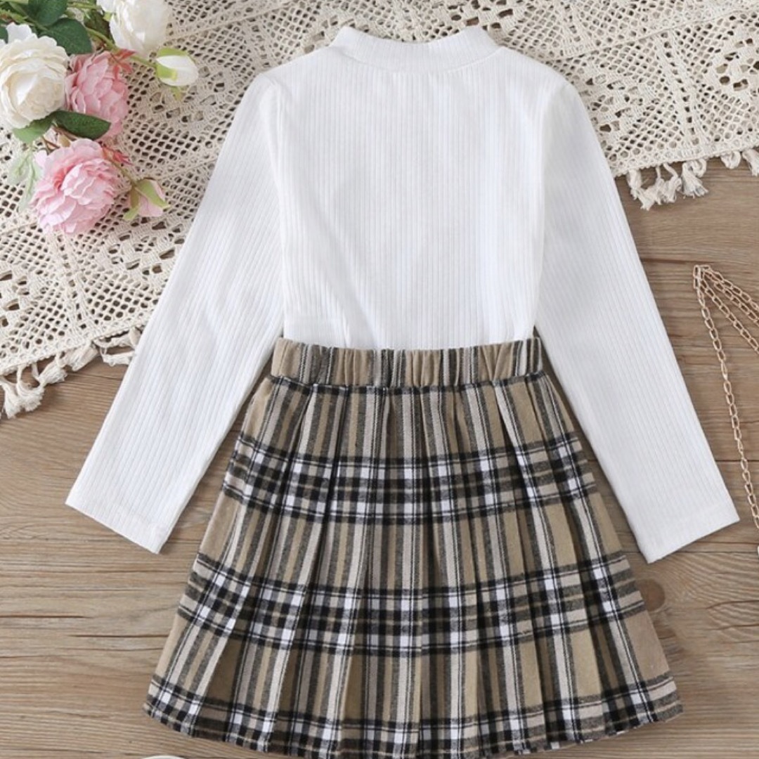 モックネックtシャツ　プリーツスカートセット キッズ/ベビー/マタニティのキッズ服女の子用(90cm~)(ワンピース)の商品写真