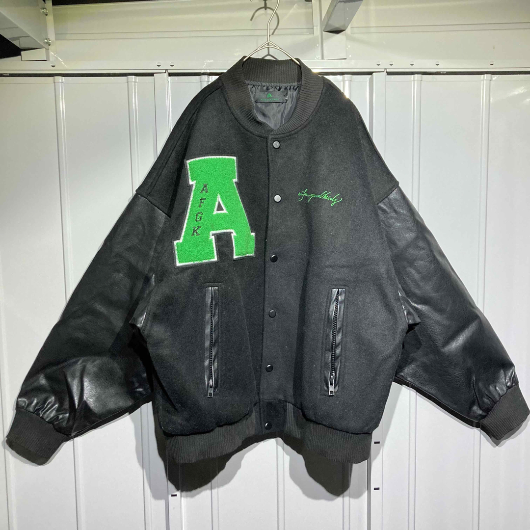 AFEWGOODKIDS/レザー/スタジャン/ブルゾン/黒緑/XLの通販 by 古着屋
