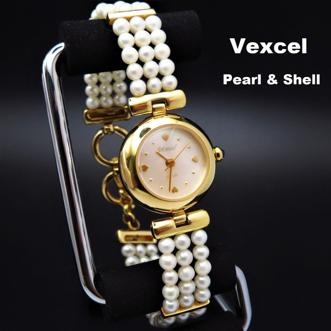 Vexcel ブレスレットウォッチ 三連パール シェル文字盤の通販 by Vexcel ブレスレットウォッチ 三連パール シェル文字盤の通販 by