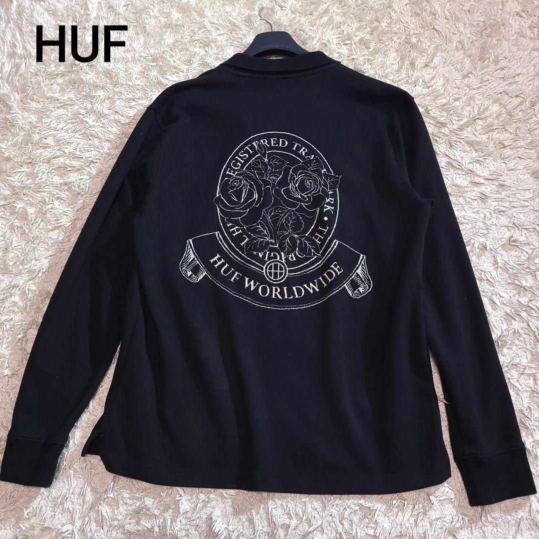 ハフ huf ハーフジップ スウェット トレーナー 黒 ブラック Lサイズ