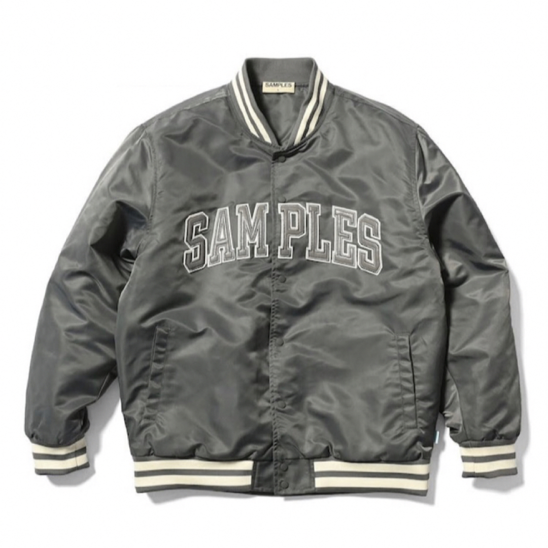 SAMPLES SATIN VARSITY JACKET GRAY