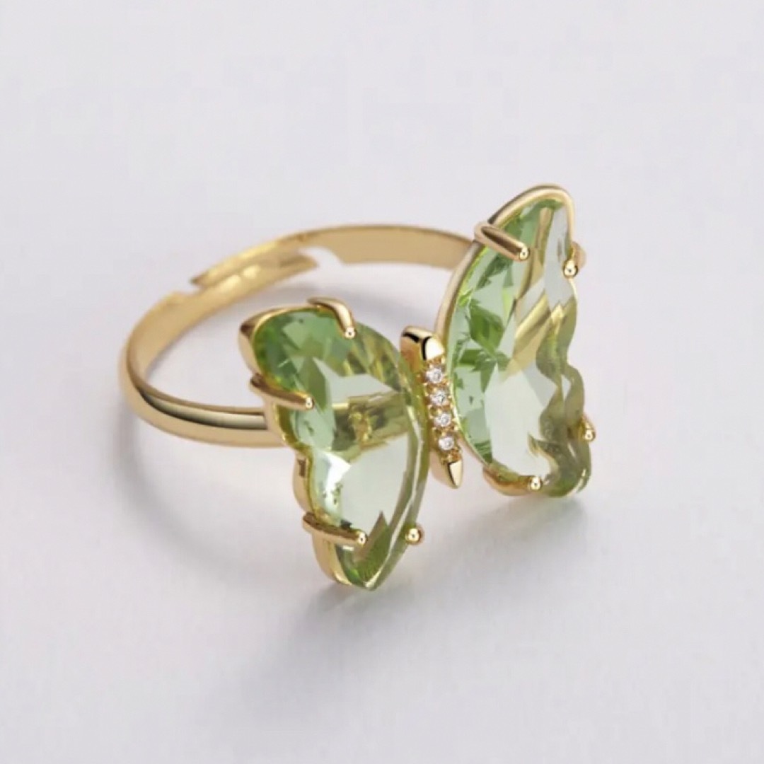 Ameri VINTAGE(アメリヴィンテージ)の【新品】butterfly shimmer ring / apple green レディースのアクセサリー(リング(指輪))の商品写真