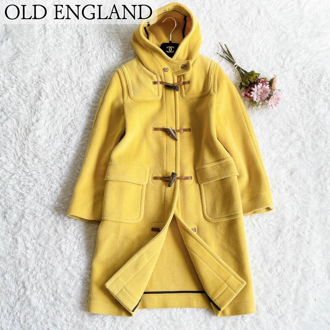 美品◆OLD ENGLAND◆ヘリンボーン柄　ロングダッフルコート　イエロー