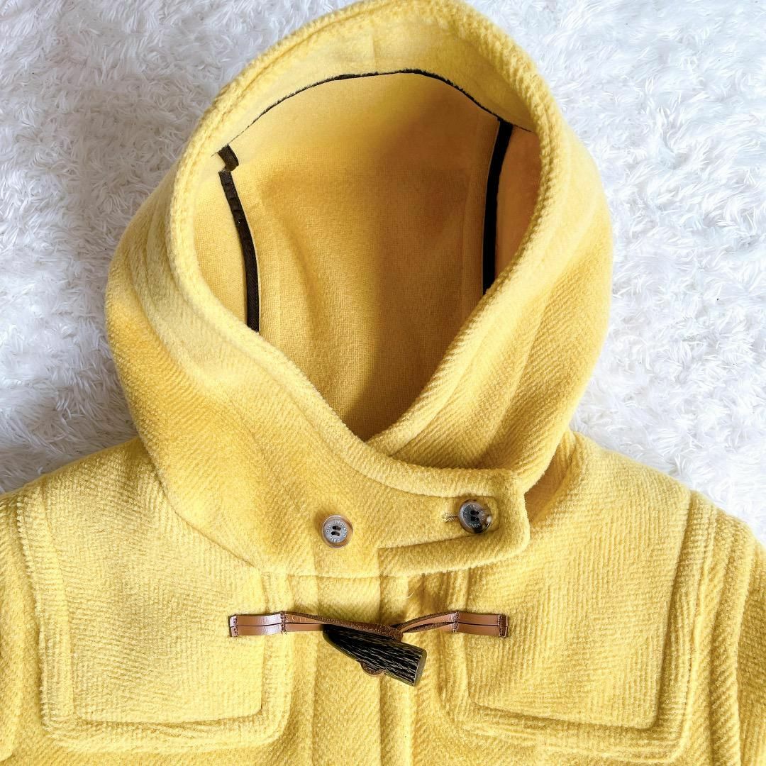 美品◆OLD ENGLAND◆ヘリンボーン柄 ロングダッフルコート イエロー