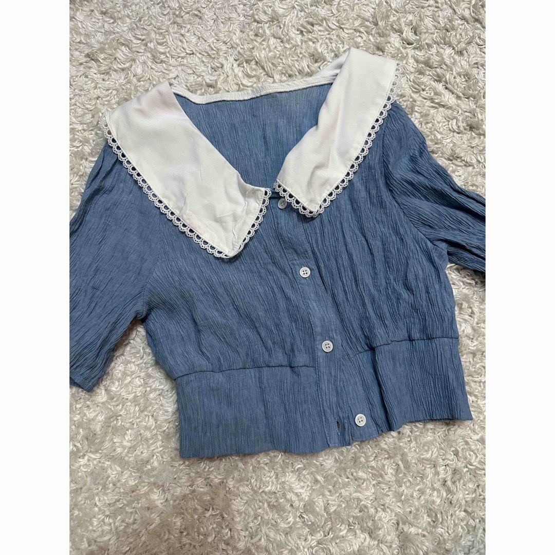 SHEIN シイン トップス ブルー レディースのトップス(シャツ/ブラウス(半袖/袖なし))の商品写真