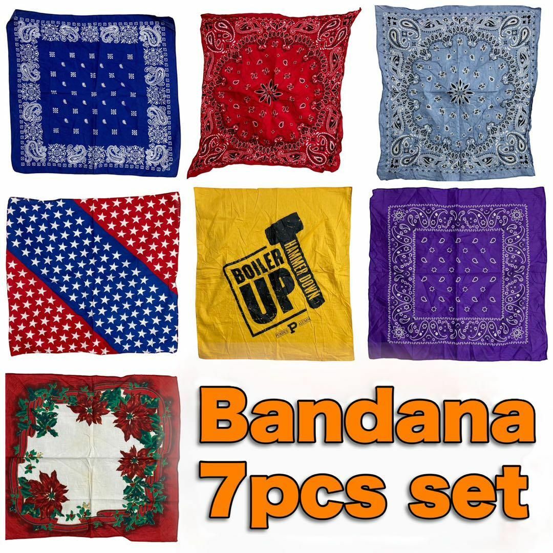 VPH  ビンテージ バンダナ 7枚 セット まとめ売り　青赤星黄色紫 メンズのファッション小物(バンダナ/スカーフ)の商品写真