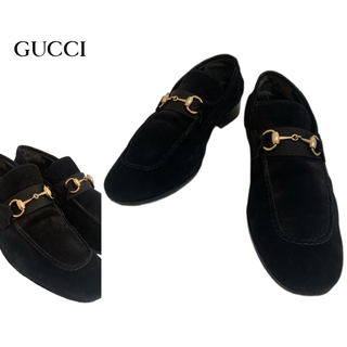 グッチ(Gucci)のGUCCI VINTAGE ITALY製 ホースビット スエードレザーローファー(スリッポン/モカシン)