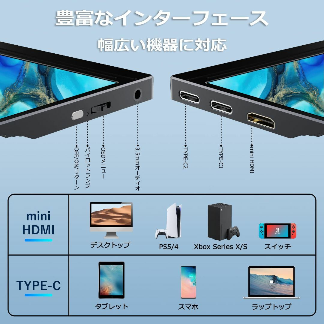 【2023夏売り】モバイルモニター 15.6インチ モバイルディスプレイ ゲーム