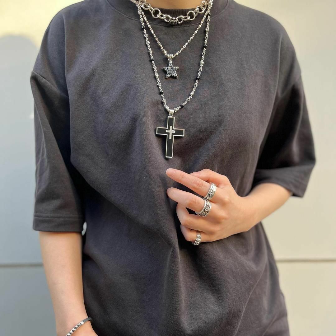 定価5.5万☆Justin Davis オニキス装飾スカル・クラウンネックレス2