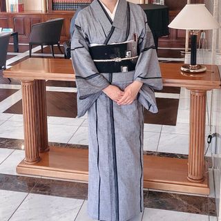 浴衣　しじら織り  綿麻混夏着物(浴衣)