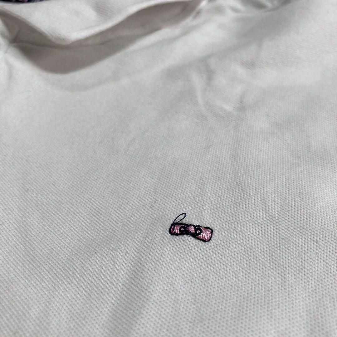 WDU  ポロシャツ 白 ゆるだぼ　ビッグサイズ　ピンク　ワンポイント　ボーダー レディースのトップス(ポロシャツ)の商品写真