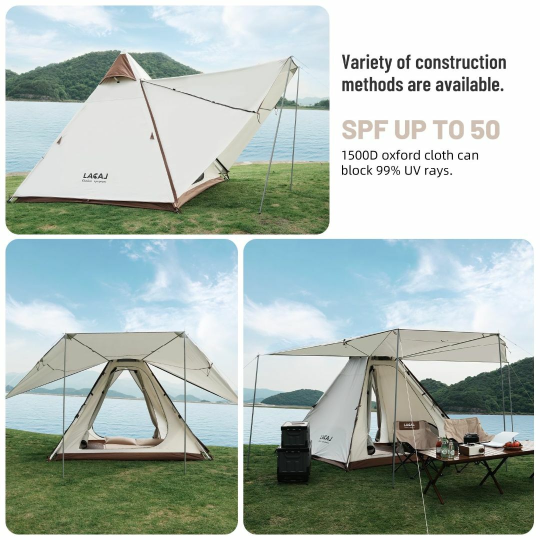 テント キャンプテント ワンタッチ ３~４人用 ２WAY ２重層 簡単設営-